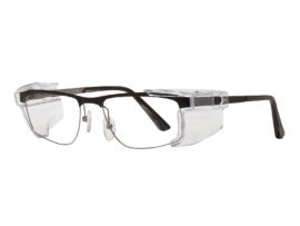 Metal Prescription Safety Glasses - black, silver, quarter