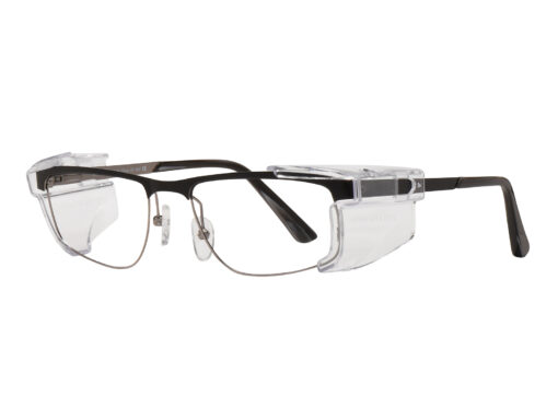 Metal Prescription Safety Glasses - black, silver, quarter