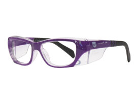 Plastic Prescription Safety Glasses - Purple, Quarter