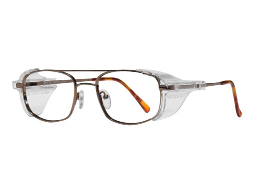 Stainless Steel Prescription safety Glasses - Shiny. Brown, Quarter