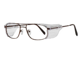 Stainless Steel Prescription Safety Glasses - Brown, Quarter