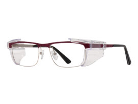 Stainless Steel Prescription Safety Glasses - Burgundy, Silver, Quarter
